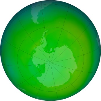 Antarctic ozone map for 1983-12